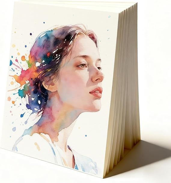 70 Sheets Watercolour Paper,140lb/300 GSM Cotton Paper Water Colour Paper Pad,Cold Press Acrylic Sketching Drawing Art Paper Postcards for Students Beginners Artists Painting Supplies(17,8 x 12,7 cm)
