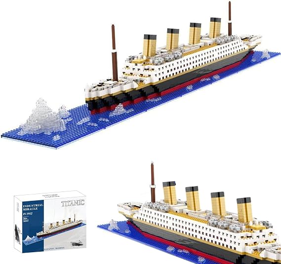 Titanic Ship Model Building Block Sets, 1878PCS Cruise Ship Titanic Boat Model Building Kit, Micro Mini Bricks Gift Toy for Adults