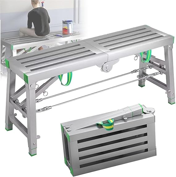 Portable Folding Work Platform, Adjustable Work Platform, Folding Steel Ladder, Folding Steel Scaffolding Ladder, Maximum Load 800 Lbs,180 * 40cm