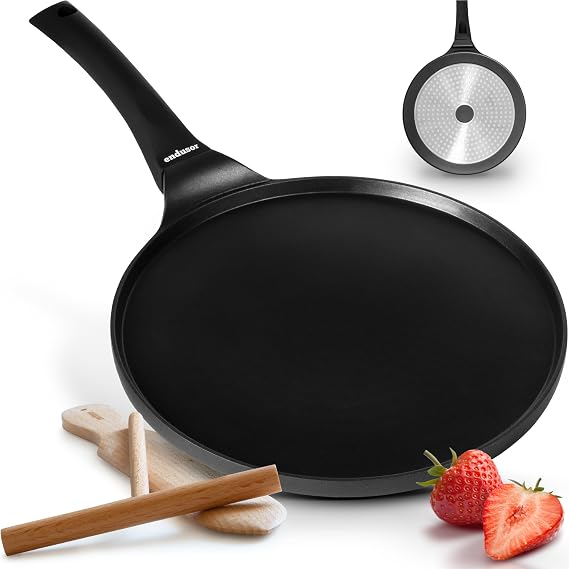 endusor Induction Crepes Frying Pan 26 cm with Spatula and Spreader (Haya)
