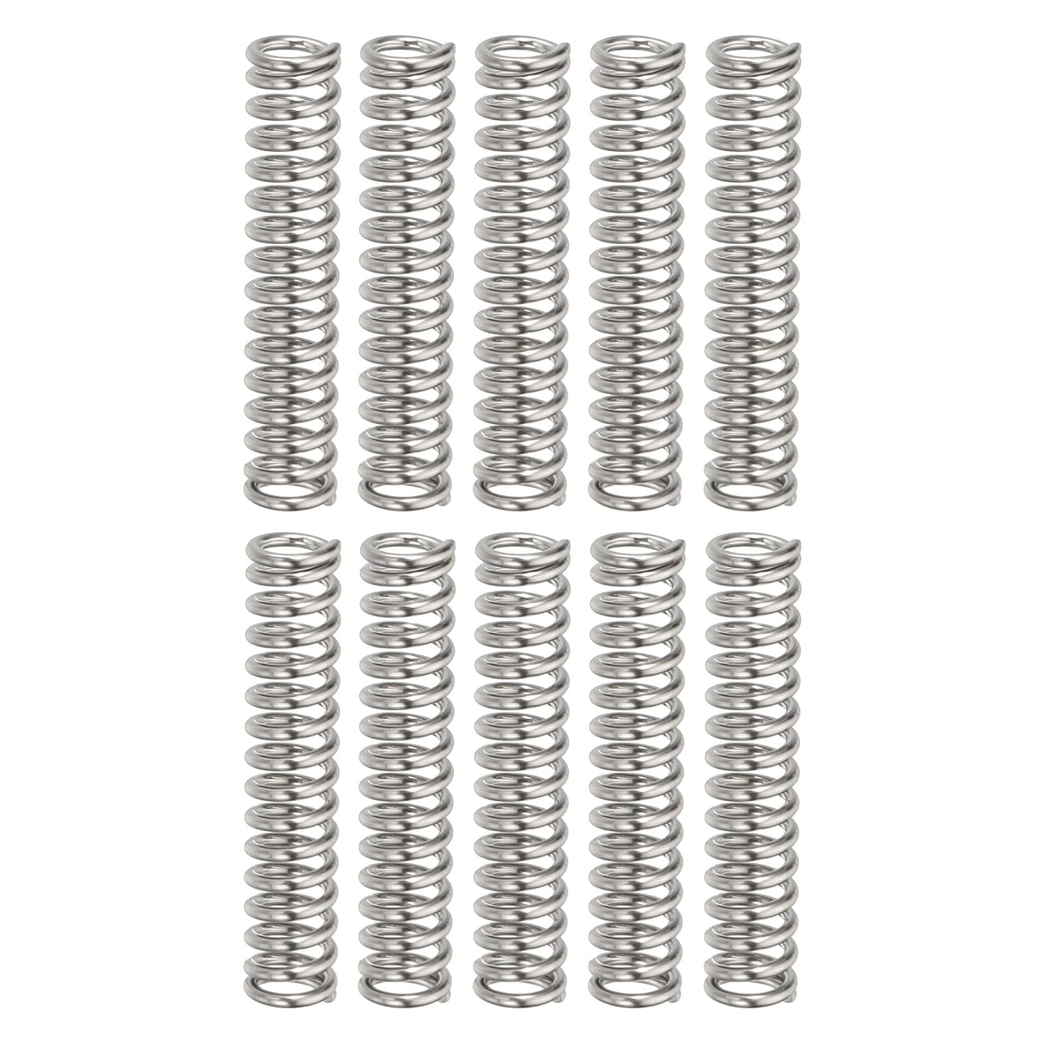 sourcing map 10Pcs Compression Springs, 0.8mm Wire Diameter x 5mm OD x 25mm Length 304 Stainless Steel Extension Spring Ballpoint Pen Pressure Springs for Shop Home Repairs, Silver