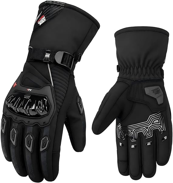 KEMIMOTO Guantes Moto Invierno, Impermeable,Táctiles, Cortavientos y Agarre
