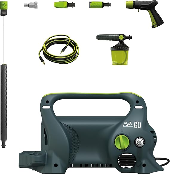 AVA GO P55 Pressure Washer Large, 140 Bar (max), 450 l/h, 2000 W, 10m Steel-Reinforced Pressure Hose, Zoom Lance, Premium Foam Cannon, Zero Force Gun - Pressure Washer for Car Cleaning