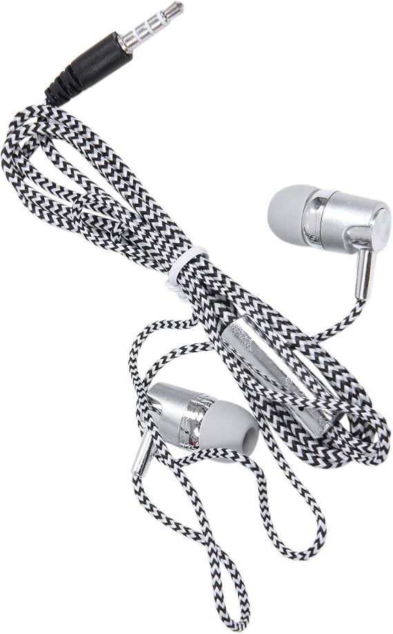 H-169 3.5mm MP3 MP4 Wiring Subwoofer Braided Cord, Headphones with Wheat Wire Control(Silver)