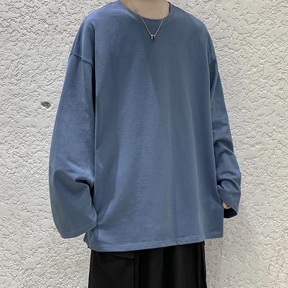Oversized Solid Men's Pullover Hoodie Men's Streetwear Harajuku Sweatshirt Long Sleeve Korean Women's-Grey Blue,XS