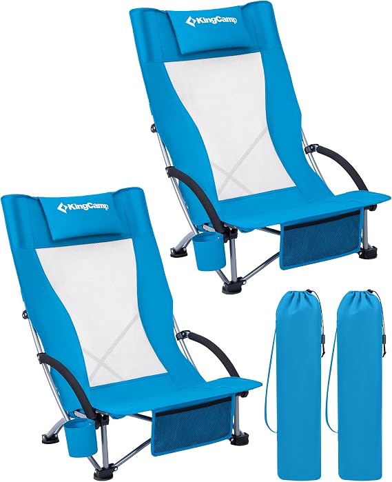 KingCamp Lilac High Comfort Plaj ve Dinlenme Sandalyesi 2'li Set Blue