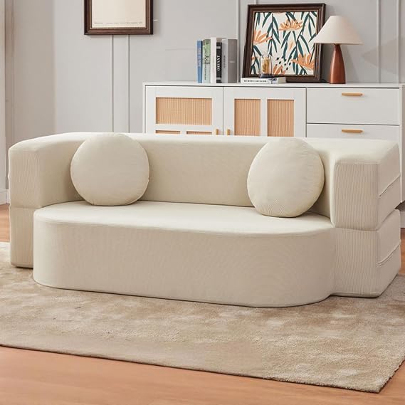 Foldable Compression sofa cama, modular couch, Woven fabric, sectional couches for living room, small couches for small spaces, love seat sleeper bed - Compression Sofa in Box white 100cm/39.3in