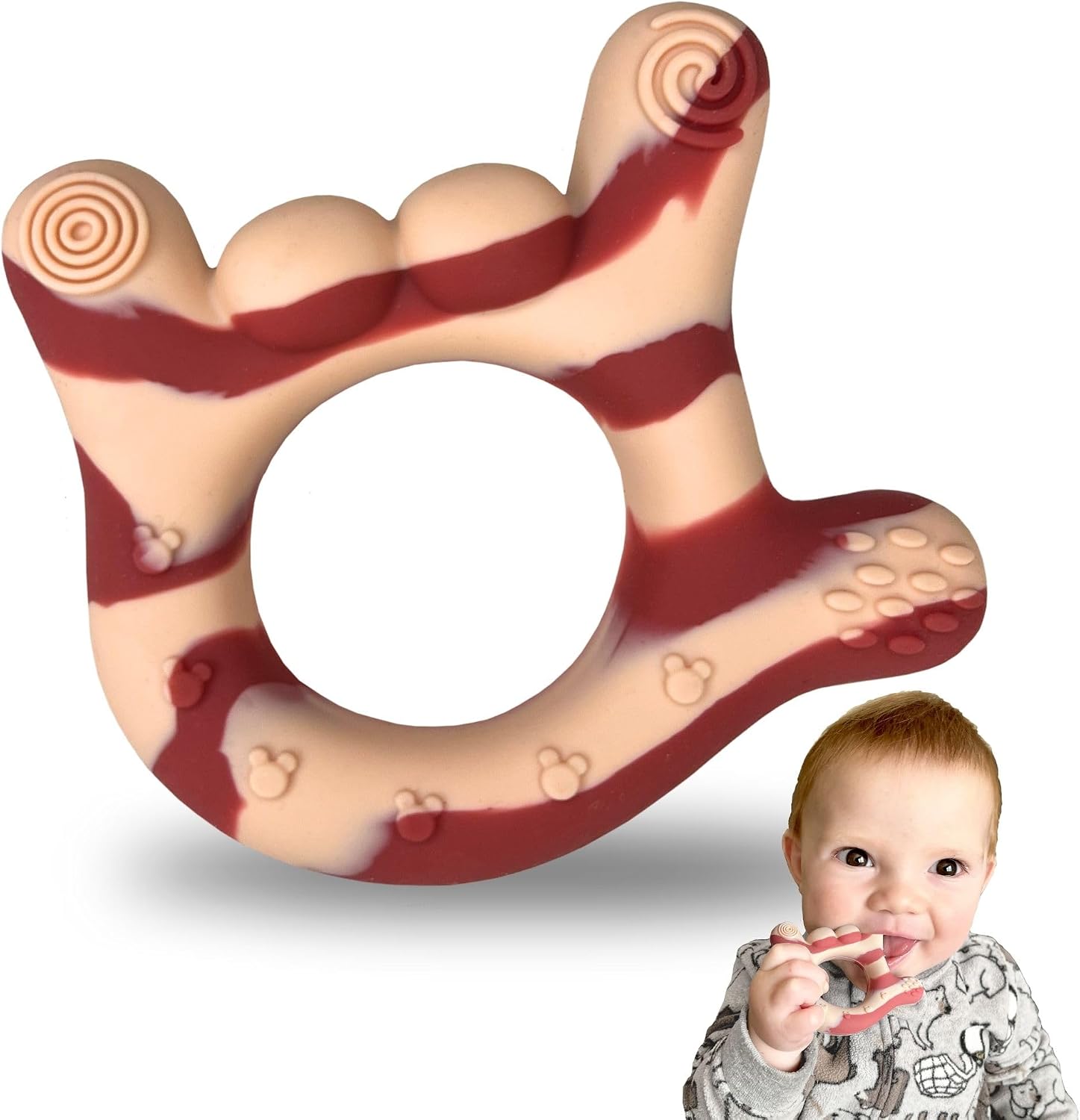 Silicone Hand Teaser | I Love You Teethers For 3-6 Months Baby | BPA Free Teething Toys | Soft Teething Toys 6-12 Months | Massage Teething Relief - Gift Red for 0-12 Months Baby