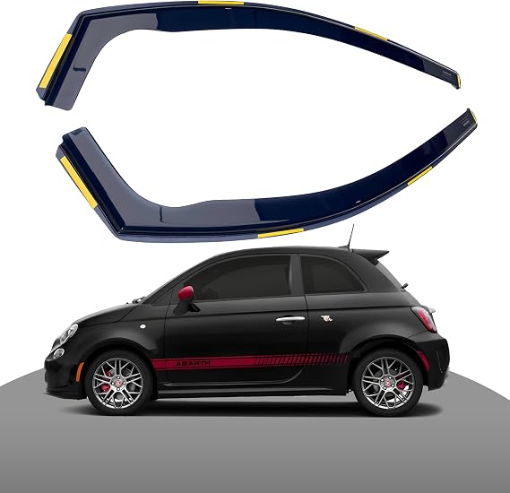Haibak Wind Deflectors Set Compatible With Fiat 500 Abarth 2007 Onwards | 2-Piece Tinted Side Window Deflectors for 3-Door Models | In-Channel Fitment