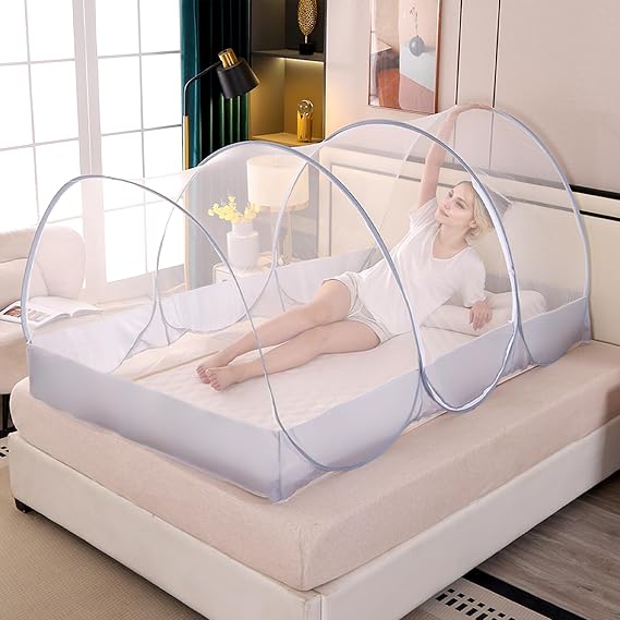 Foldable Mosquito Net, Ultra Light Pop-up Mosquito Net, Portable Camping Tent, Family mosquito net Bed, Adjustable Single Bed Fine Mesh with Zip for Outdoor Travel Home Dorm, Easy Setup, 190*90*90cm