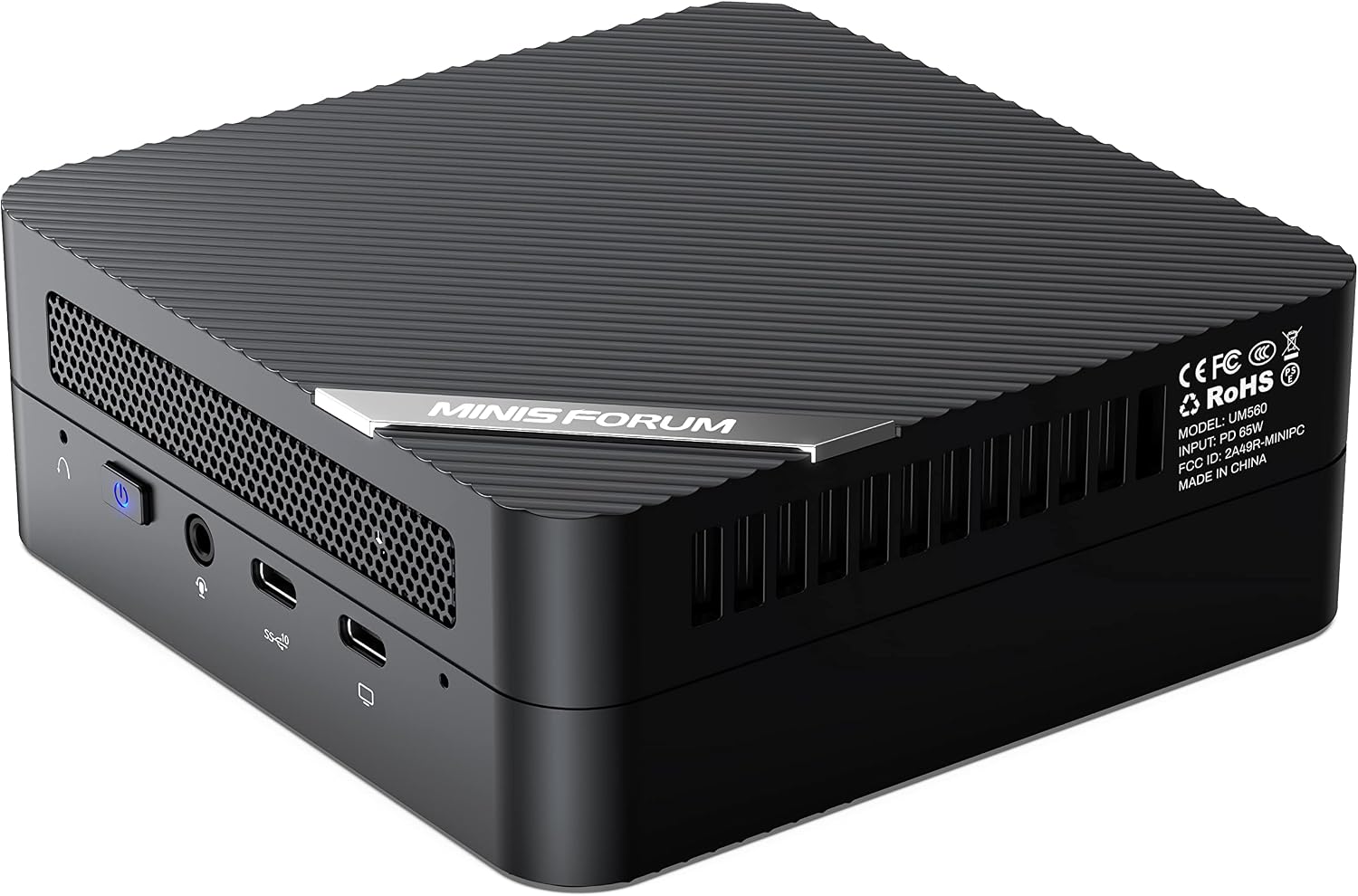 MINIS FORUM UM560 XT Mini PC AMD Ryzen 5 5600H 6-Core 12-Thread Processor with up to 4.2GHz AMD Radeon Graphics Card 1800MHz GPU 32GB DDR4512GB PCIe SSD HDMI x 2USB-C2.5G RJ45