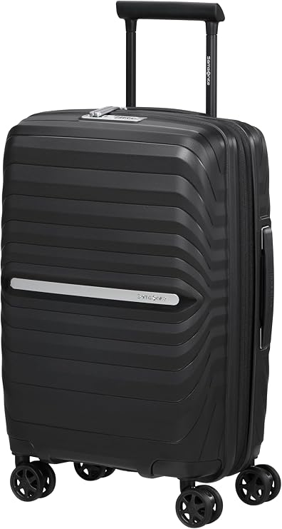Samsonite Neo Flux Spinner S Slim Expandable Carry-on Luggage 55 cm, 39/45 L, Black (Black)