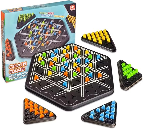 SUOXU Triangle Board Game Brain Teaser Strategy Puzzle Toys,2 4 Players Adults Kids Party Family Interactive Game,6 Years Old and Above Boys Girls Christmas Birthday Gifts Educational Kids Toys