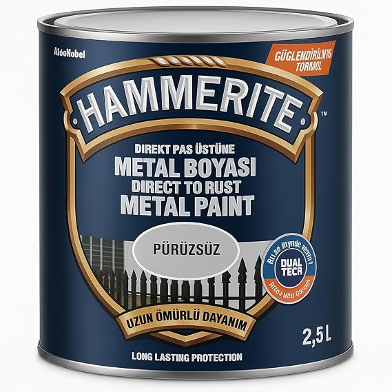 Marshall-Hammerite Direkt Pas Üstü Pürüzsüz Metal Boyası Koyu Siyah 0.75 Lt (SİYAH)