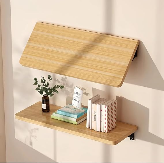 Wall Mounted Folding Workbench, Space Saving Fold Down Table, Drop Leaf Desk With Heavy Durability Brackets For Small Spaces, Home Office,Natural,40×24cm(16×9in)