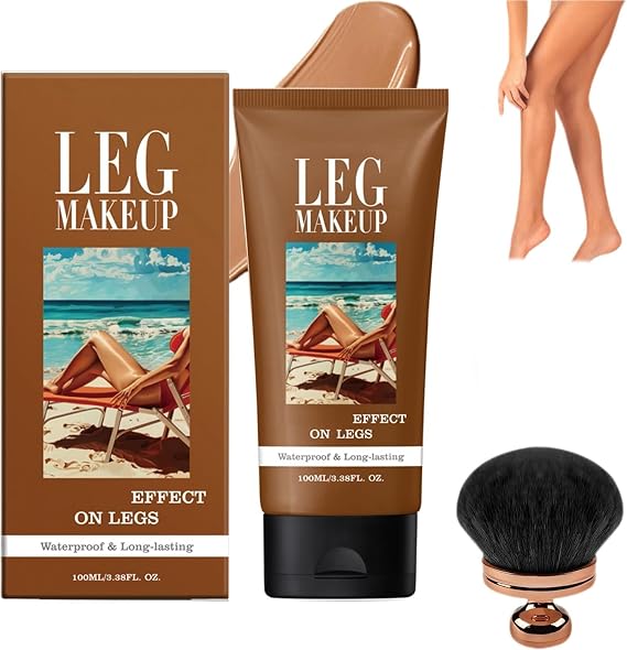 Body Coverage Perfector Waterproof, Leg Makeup, Tattoo Cover Up Cream, All Over Complexion Perfector With Extra Large Body Makeup Brush, 48H Long Lasting Wear (#03)