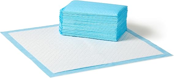 Amazon Basics Dog and Puppy Training Pads, Heavy Duty, Leak Proof with Quick Dry Surface, Regular, 20 Pack, Blue & White