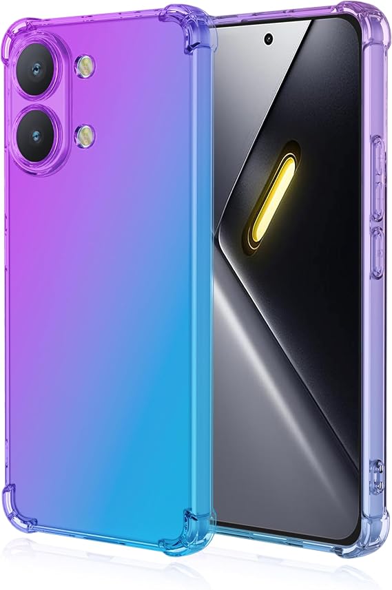 Xiaomi Poco X8 Pro Max用耐衝撃ケース | 4コーナーエアバッグ保護、グラデーションカラー、クリアTPU、スリム&軽量、パープル-ブルー