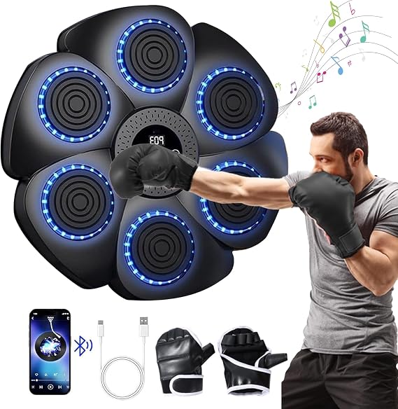 Music Boxing Machine, Smart Music Boxing Machine Bluetooth, Musical Boxings Machines Wall Mounted with Boxing Gloves, Boxings Equipment Punching Machines Wall Punch Pad Game Kids Adults Home Workout