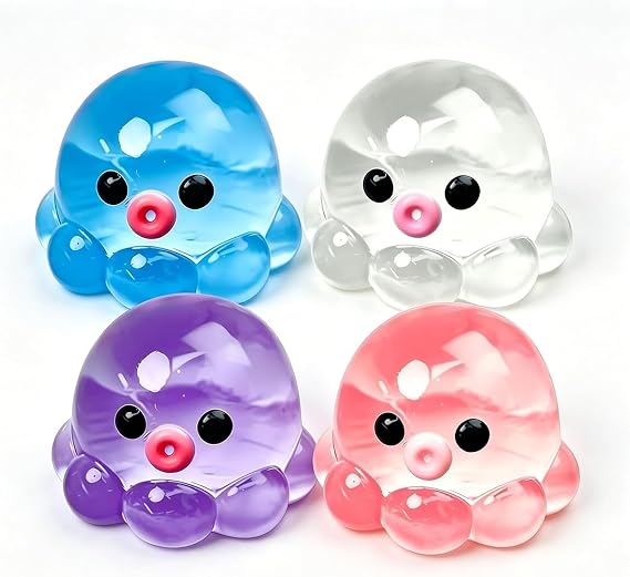 4PCS Octopus Squeeze Set, Squeeze Animals in Purple Pink Blue, Animal Squeezes Octopus Shape,Soft Handheld Items