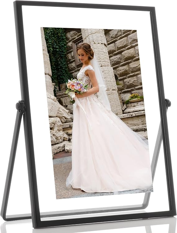 Lawrence Frames Metal Easel Float Picture Frame, 4x6, Black