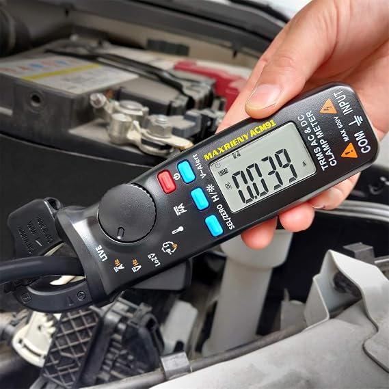 Maxirieny Current Clamp 1mA DC AC Current Multimeter Ammeter DC AC Amplifier 6000 Counts Automatic Voltmeter Digital Capacity Temperature Resistance Voltage Tester