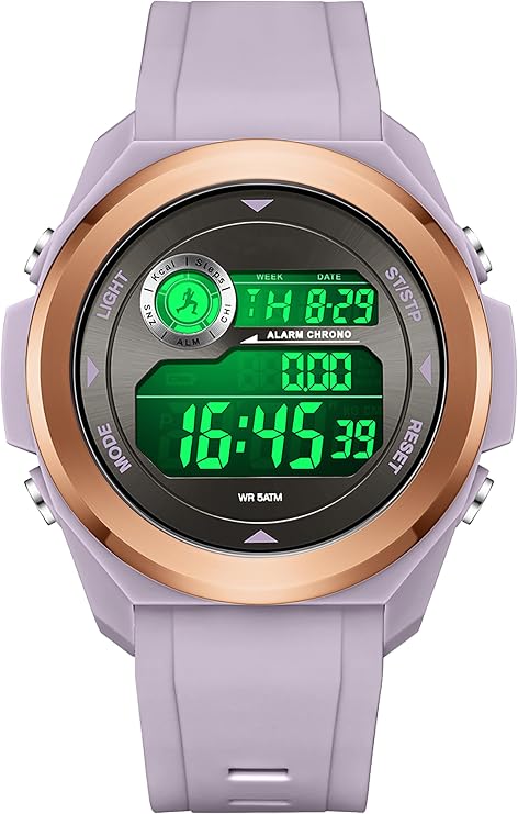 findtime メンズ スポーツウォッチ 防水 歩数計 レッドウォッチ ウォーキング用 ステップカウンター カロリーカウンター 充電なし アプリ接続なし 男女兼用, パープル, 45 millimeters, カジュアル