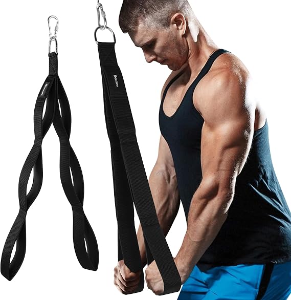 Tricep Rope Cable Attachment, 3 Lengths of Handles in 1 Rope for Greater Range of Motion, Tricep Pull Down Rope for Push Downs, Crunches, Facepulls, Cable Overhead Presses for Professional Gym