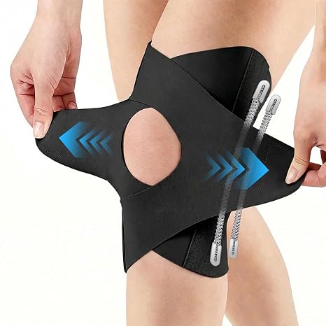 Knee Support with Dual-Side Stabilizers, Breathable Adjustable Knee Support for Women/Men, Comfortable Knee Brace for Arthritis,Meniscus Tears, Ligament Injuries, Knee Pain Relief, Running（L