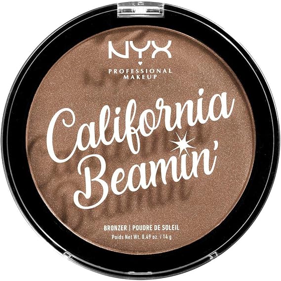 NYX Professional Makeup California Beamin' Face and Body Bronzer, Shimmery Pressed Powder, Large Format, Vegan Formula, Satin Finish, 14 g, Shade: The Golden One