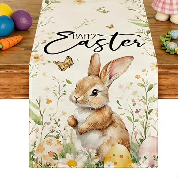 Table Runner Easter Spring Easter Table Runner Modern Easter Tablecloth Runner Classic Checked Design Washable Easter Runner for Table Easter Tablecloth for Easter Decoration (D)