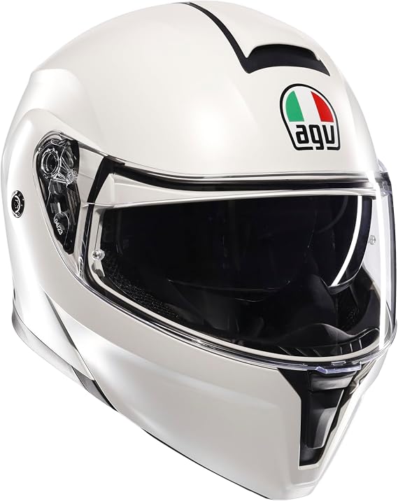 AGV Streetmodular ECE 22-06 Mono, Modüler Kask, Motosiklet Katlanır Kask, ECE 22-06 P/J İki Konfigürasyonda Onaylı, Güneş Siperliği ile, MATERIA Mat Beyaz, M
