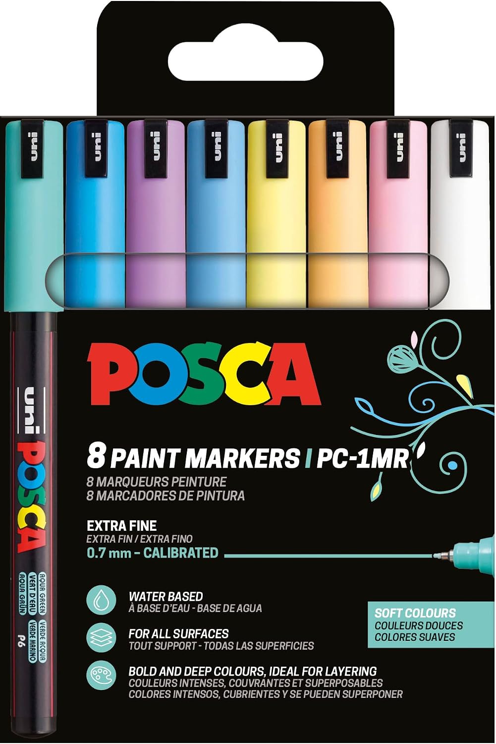 Posca Uni-Ball Markers PC-1MR Acrylic Pen, Permanent Marker, 0.7mm, Round Tip 181752