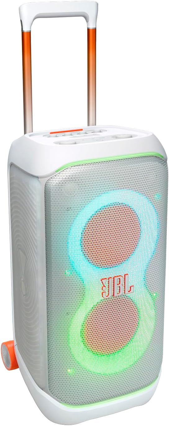 JBL PartyBox Stage 320 Bluetooth White Portable party speaker with wheels