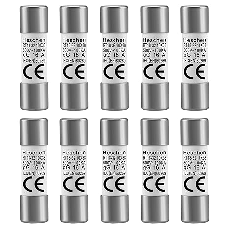 Heschen - Ceramic Cylindrical Fuse RT18-32 (RO15) 10mm x 38mm 16A 500V CE Pack of 10
