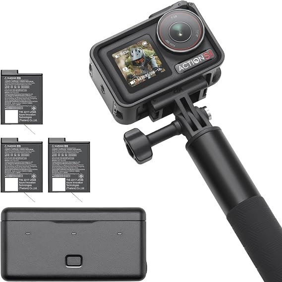 DJI Osmo Action 5 Pro Adventure Combo, 1/1,3 inç sensörlü aksiyon kamerası 4K, 3 pilli 12 saat uzatılmış pil ömrü, sabitleme, çift OLED dokunmatik ekran, seyahat için mini aksiyon kamerası, Vlog