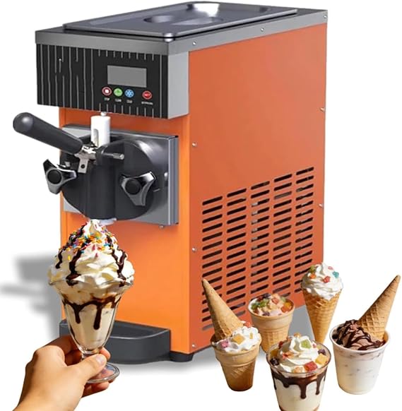 Commercial Soft Serve Ice Cream Maker, 4-8kg/H, LCD Touch Panel, Countertop, 750W, for Restaurants & Dessert Shops