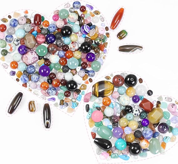 Mixed Natural Stone Beads for Jewelry Making and DIY Crafts (0.136kg)