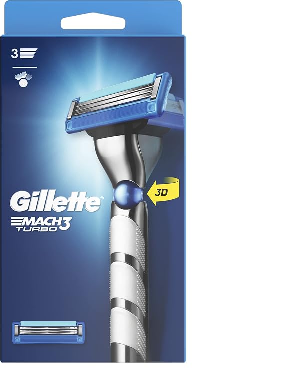 Gillette Mach3 Turbo 3D Erkek Tıraş Makinesi + 2 Bıçak, 1 Adet