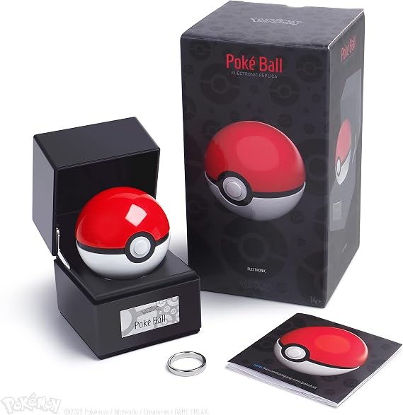 The Wand Company Original Poké Ball Authentic Replica - Realistic, Electronic, Die-Cast Authentic Replica with Display Case Light Features. Officially Licensed by Pokémon (Original Poké Ball)