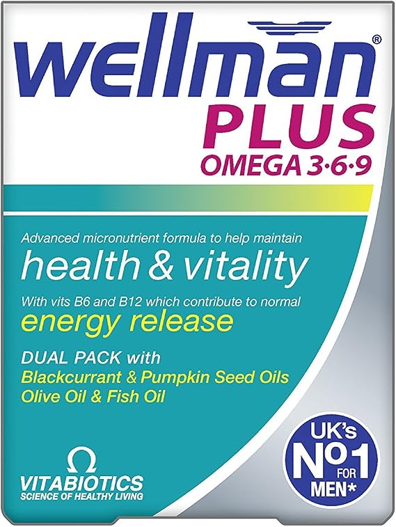 Wellman Plus Vitamins. UK's No.1 for Men. Comprehensive Multivitamin Formula with Vitamin D, Omega 3-6-9 and Micronutrients. By Vitabiotics