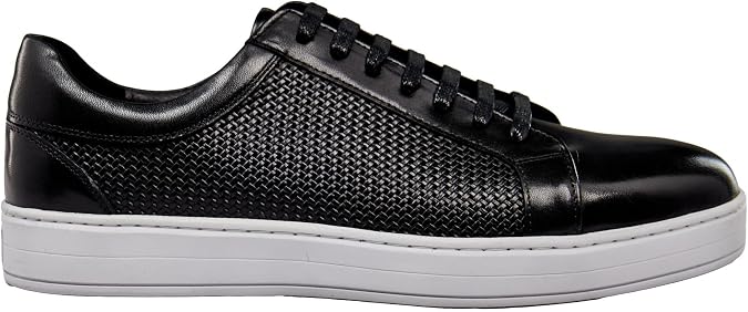 Mens Real Leather Trainer Smart Casual Flat Rubber Sole Low Top Sneaker Shoes