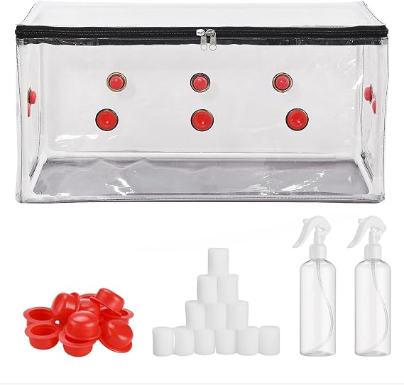 Mushroom Grow Kit, Large Still Air Box Mushroom Mycology Fume Hood, Grow Kit Mushroom Grow Bags, Monotub Kit Mushroom Planting BagTent for Spores Horticulture Supplies (1)
