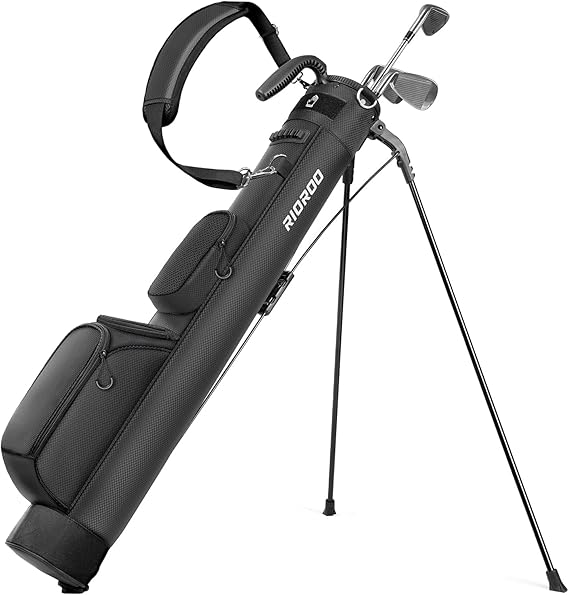 Golf Stand Bag with Adjustable Strap Golf Bag 2 Way Divider 3 Pockets Lightweight Easy to Pencil Golf Carry Bag for The Driving Range, Par 3, and Executive Courses