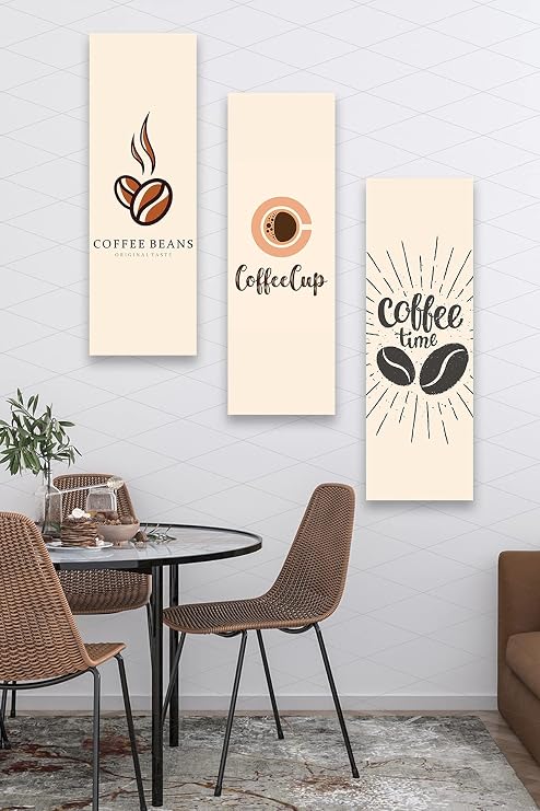 3 Parça Cafe Dekor Kahve Time Desenli MDF Duvar Tablosu
