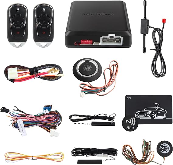 EASYGUARD EC002-bu Intelligentes RFID PKE-Auto-Sicherheitsalarmsystem Autostart schlüsselloser Zugang Start per Knopfdruck und NFC-Zugang Rolling Code FSK-Technologie