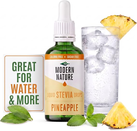 Modern Nature Pineapple Flavour Drops Sugar Free Water Stevia Sweetener