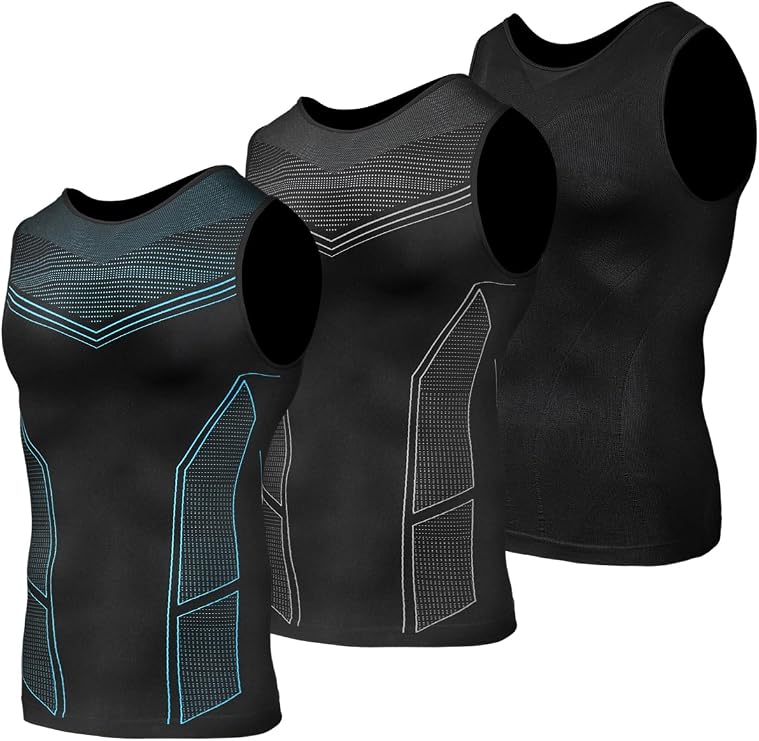 Odoland 3 PCS Compression Vest for Men Compression Shirt Men Base Layer Top Quick Dry Workout Tank Tops Gym