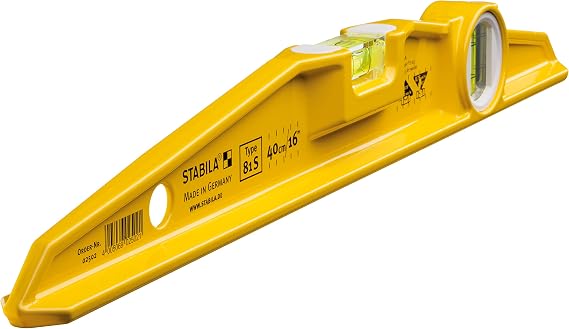 STABILA Type 81 S Spirit Level 40 cm Robust Die-Cast Aluminium Profile 1 Horizontal Level 1 Vertical Level Made in Germany Yellow