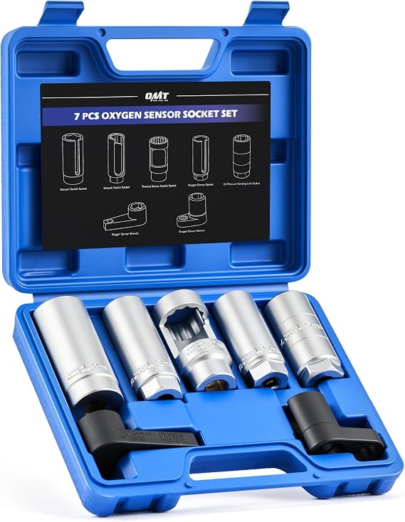 OMT Oxygen Sensor Socket Set, 7pc O2 Lambda Removal, 1/2" & 3/8" Drive